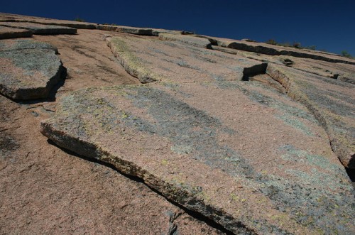 Geological exfoliation of granite at Enchanted Rock State Natural Area in Texas