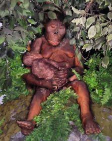 Reconstruction of Austrolopithecus afarensis with a child