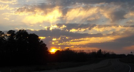 sunset in Selmer, Tennessee