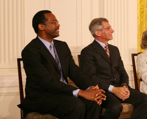 Dr. Ben Carson receiving the Presidential Medal of Freedom with Dr. Anthony Fauci