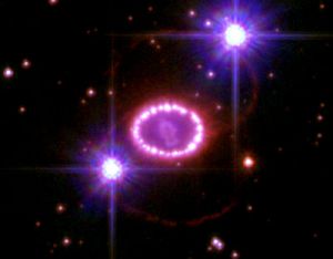 Unnamed supernova remnant flanked by brilliant stars